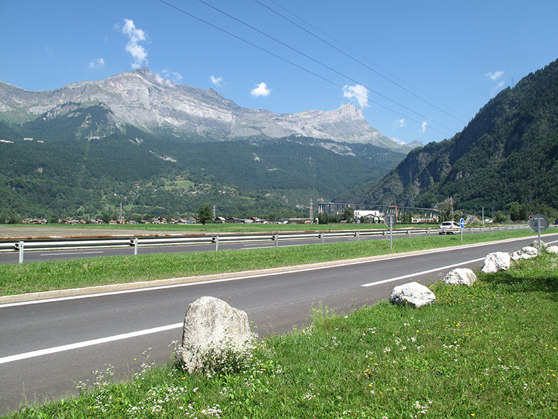 Photo of approach road to the Mont Blanc tunnel from Les Houches in France